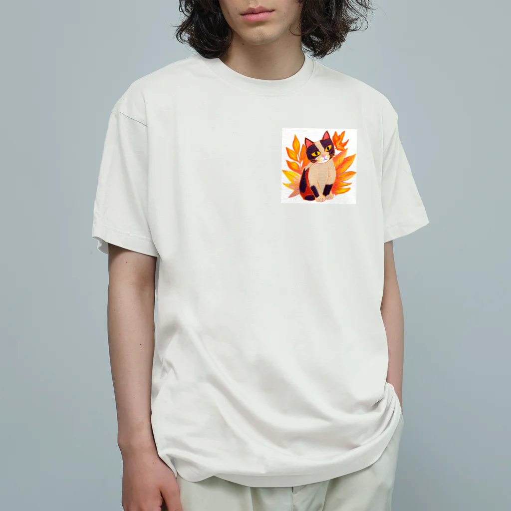 MYST_RIVENの紅葉と三毛猫 Organic Cotton T-Shirt