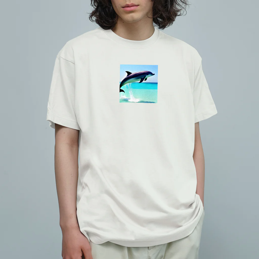 slowlife365のドルフィン オーガニックコットンTシャツ