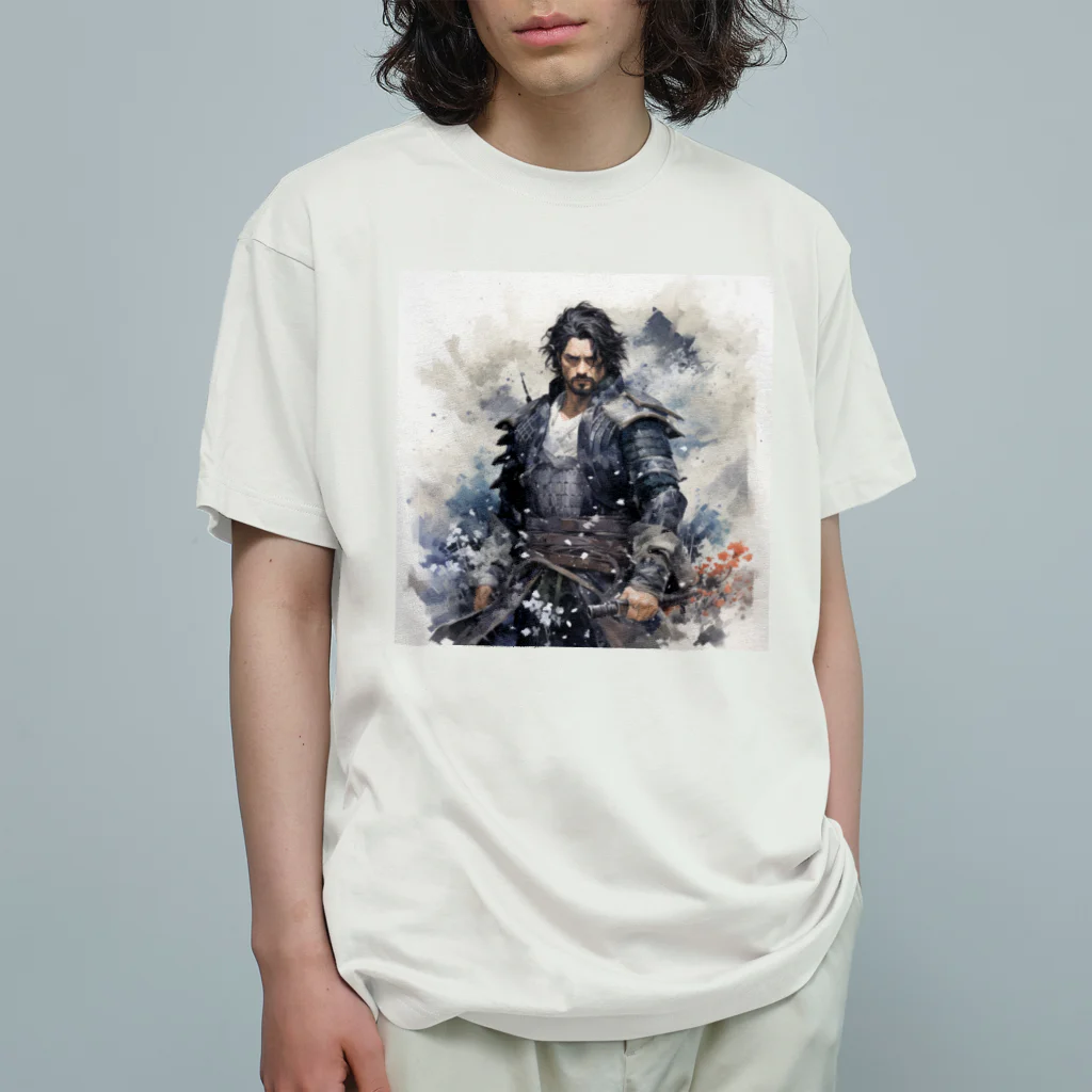 ロイの楽しいデザイン屋さんの水墨画風の侍4 Organic Cotton T-Shirt