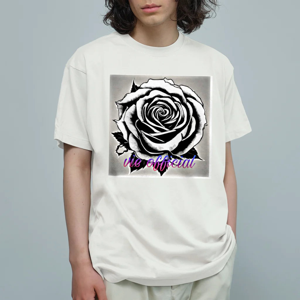 vieのBLACK_rose オーガニックコットンTシャツ