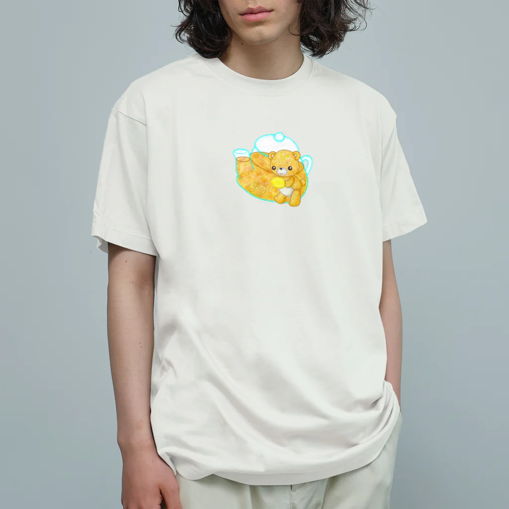 satoayaのアニマルカフェのドリンクマ　レモンティー Organic Cotton T-Shirt