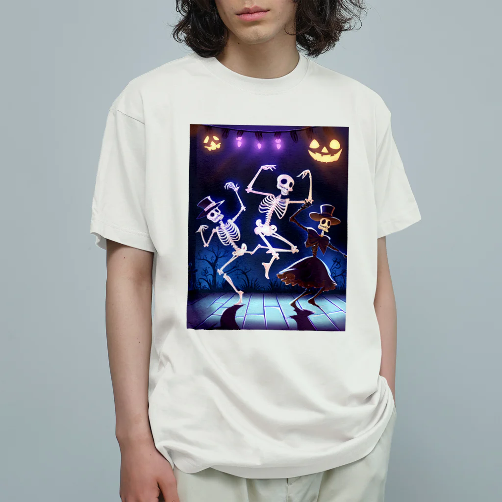 seasun011のハロウィンスケルトンダンス01 オーガニックコットンTシャツ