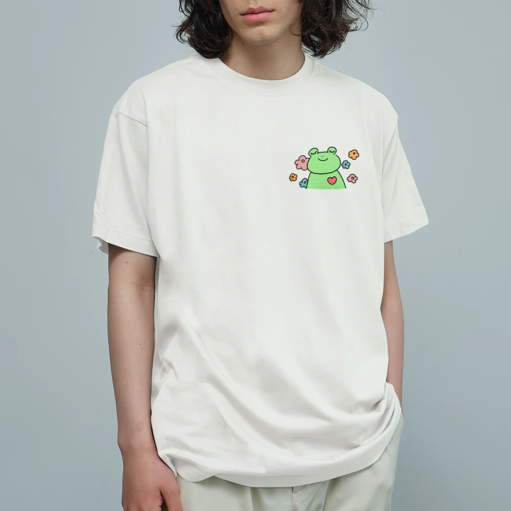 笑顔と笑顔の架け橋🌈の愛と癒しのかえるくん Organic Cotton T-Shirt