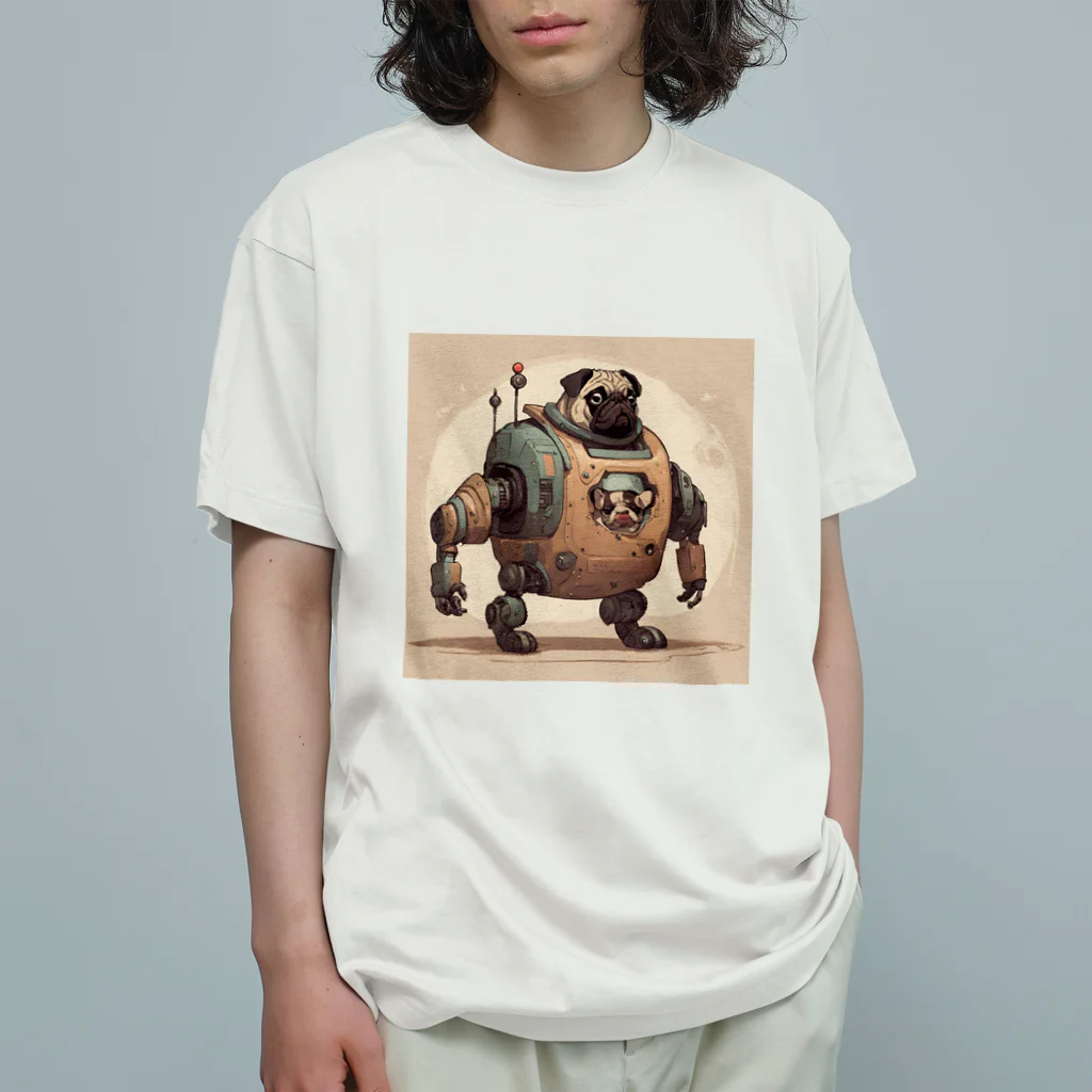 PUGおやじのロボパグ出動 オーガニックコットンTシャツ