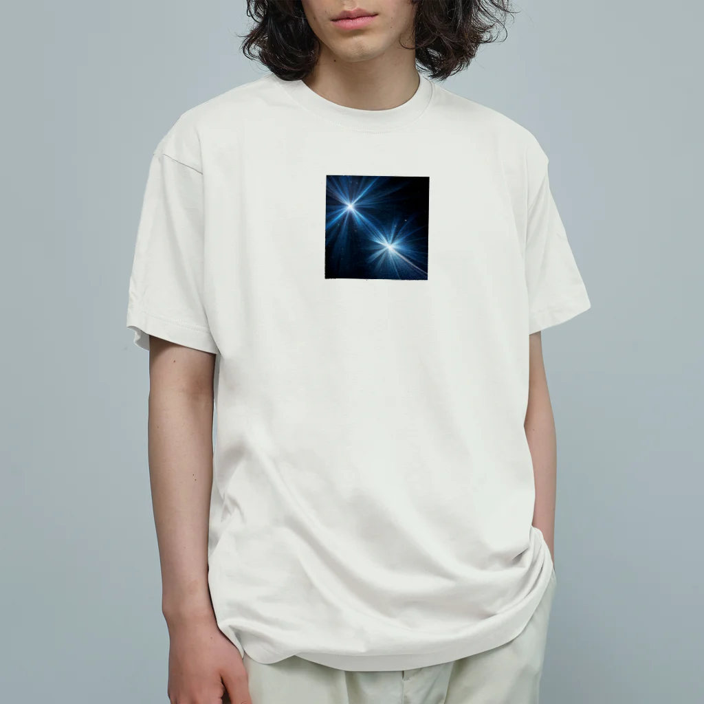 itacyoko(AIイラスト屋)の宇宙に輝く青い光 Organic Cotton T-Shirt