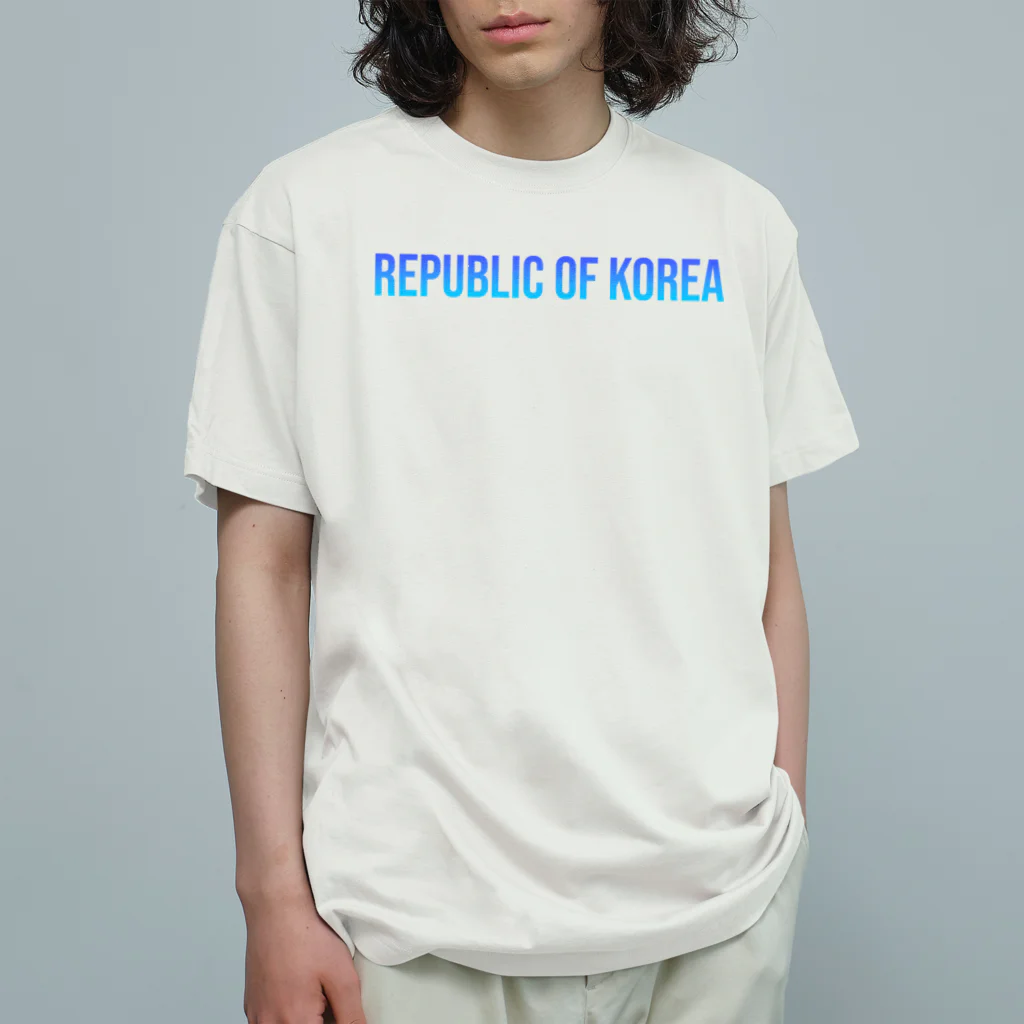 ON NOtEの韓国 ロゴブルー Organic Cotton T-Shirt