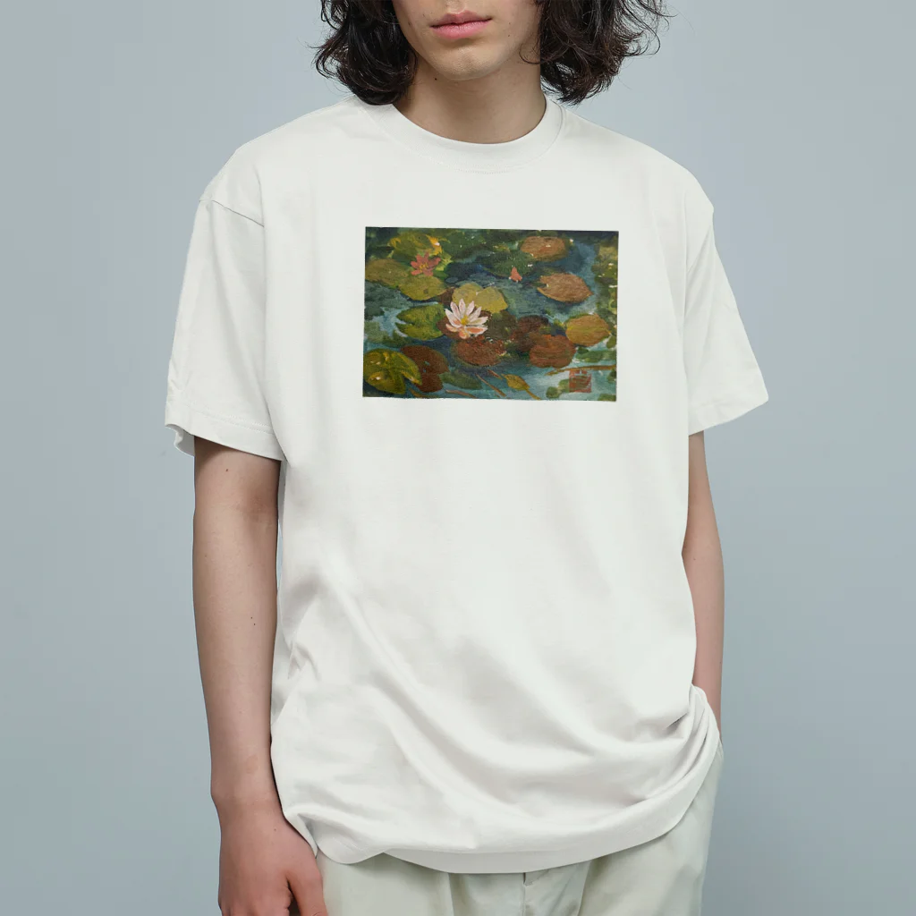 JjyunKaigaKoubouの2020年5月岡田美術館前 雨後の蓮の花 オーガニックコットンTシャツ