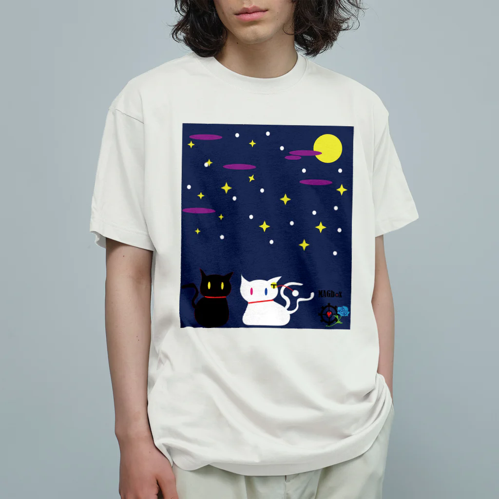 Amasyuiroのmagboxシリーズ　猫月夜 Organic Cotton T-Shirt