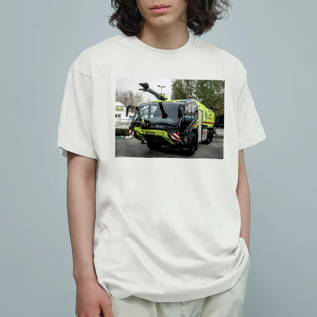 ビッグスマイルライフの黄色い消防車 オーガニックコットンTシャツ