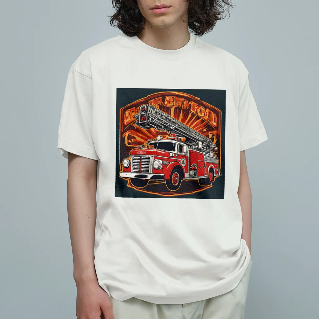 ビッグスマイルライフのレトロはしご車 オーガニックコットンTシャツ