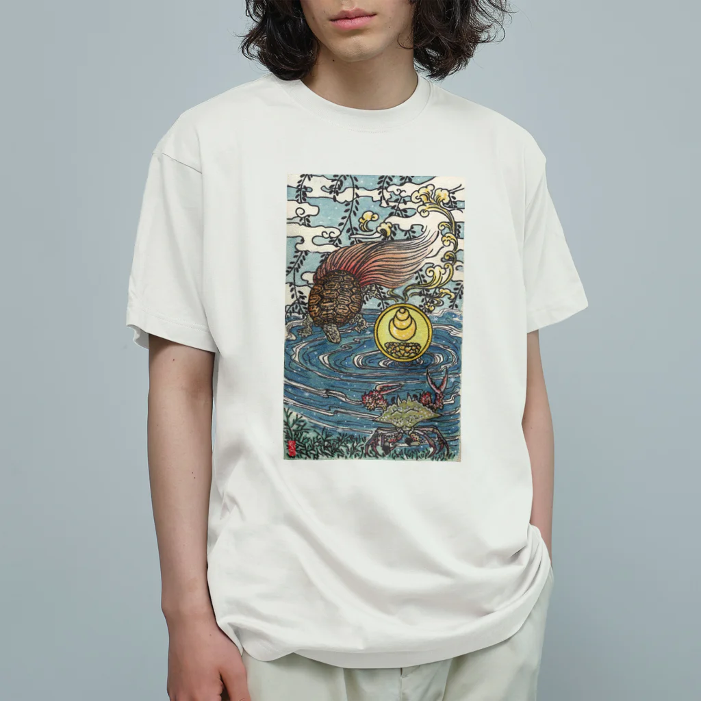 JapaneseArt Yui Shopの亀蟹合戦 オーガニックコットンTシャツ