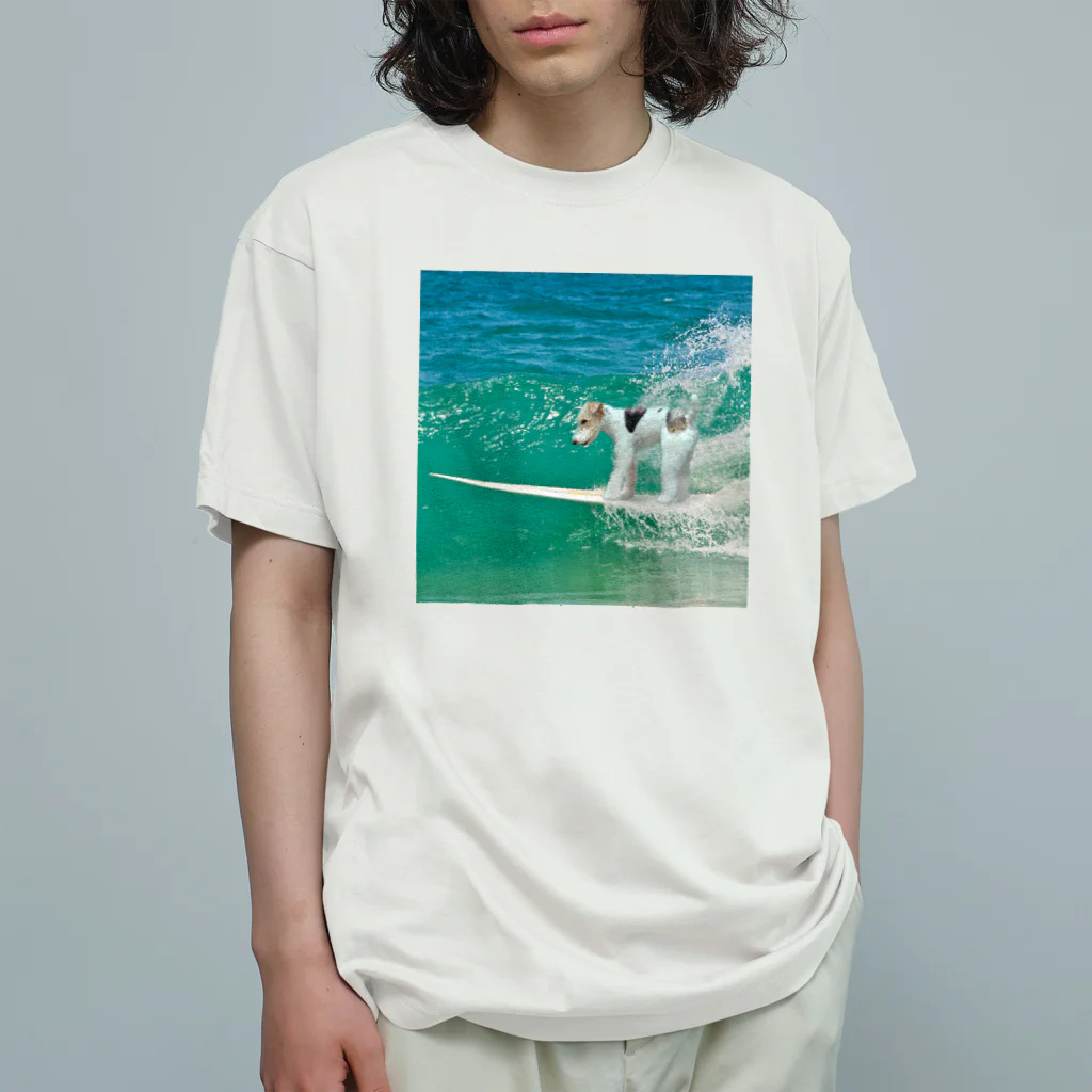 タンタンパパのお店のワイヤーフォックステリア　波乗りタンタン Organic Cotton T-Shirt