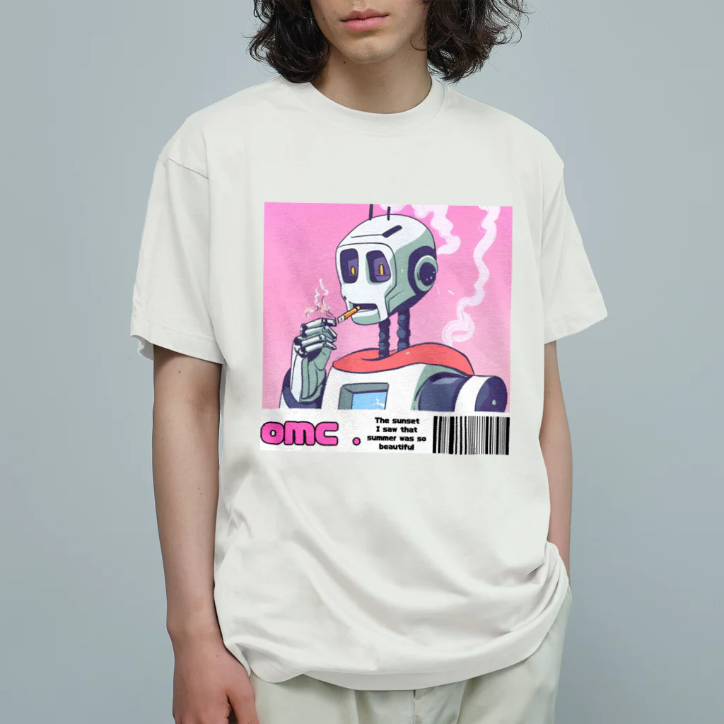 おもちショップの一服ロボットさん オーガニックコットンTシャツ