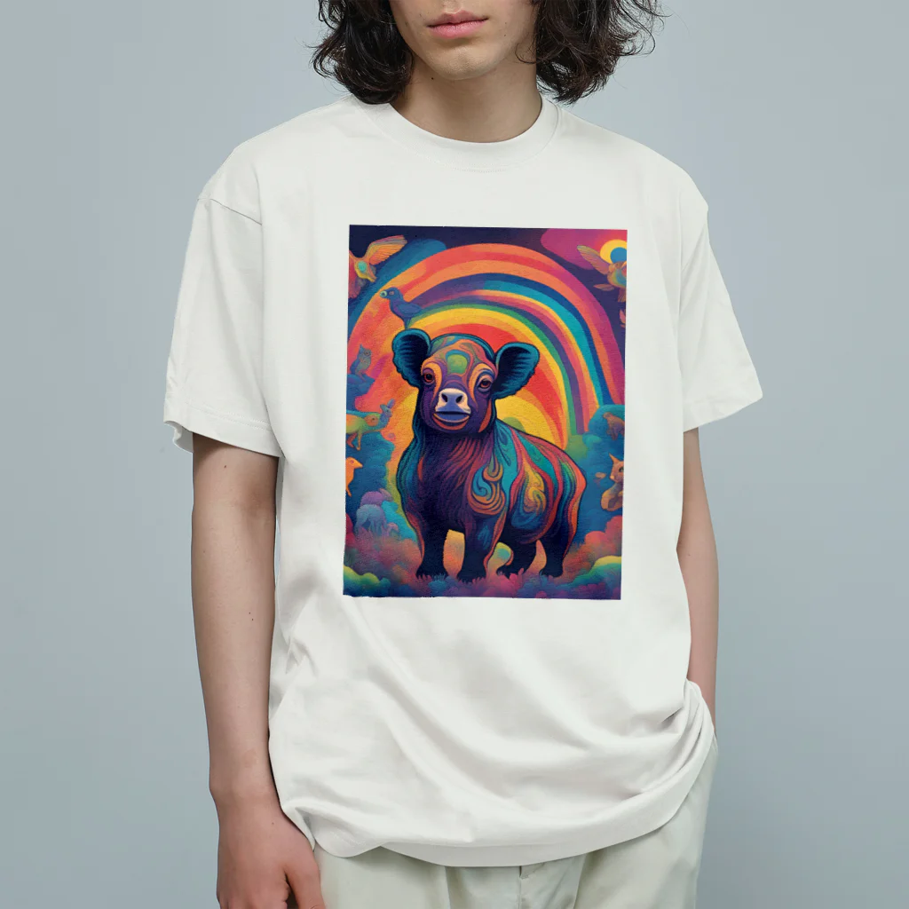 動物のオシャレ屋の幻想的な豚 オーガニックコットンTシャツ