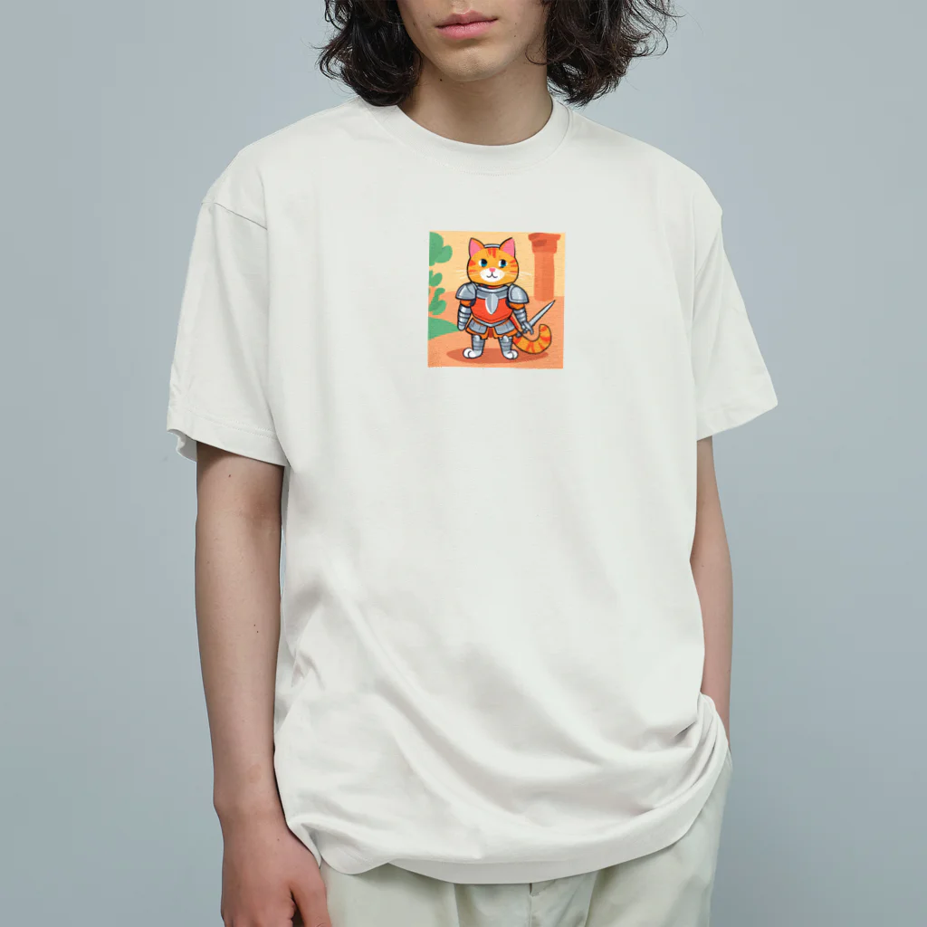 人生Storeの勇者猫 オーガニックコットンTシャツ