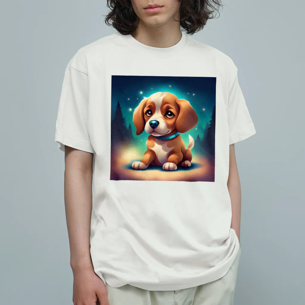 春乃遊羽アイディアイラストショップの可愛い犬のイラスト オーガニックコットンTシャツ