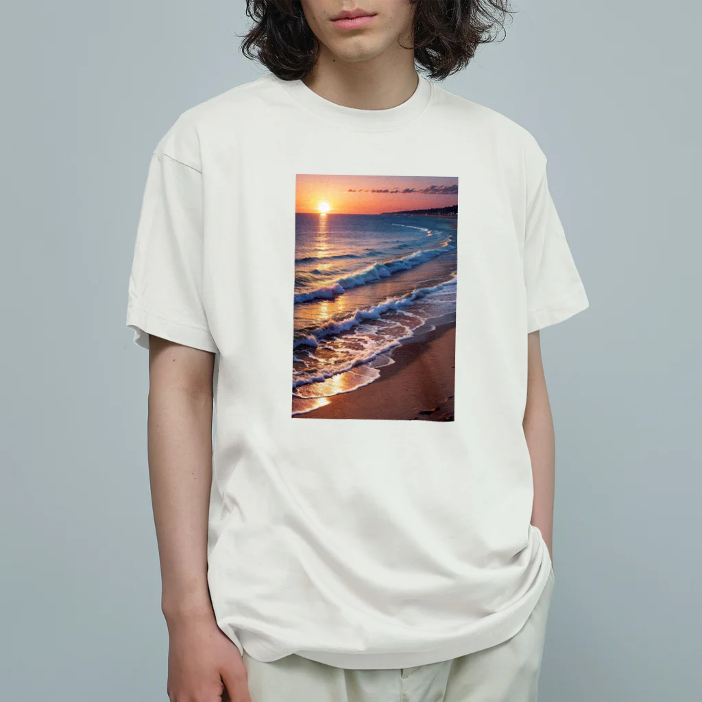 sawatchの浜辺の夕日 Organic Cotton T-Shirt