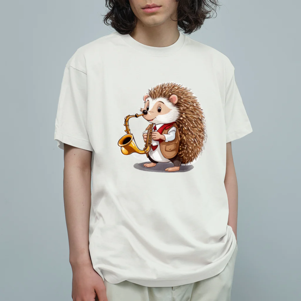 moriugのサックスを演奏するハリネズミ Organic Cotton T-Shirt