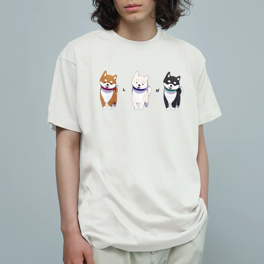 リキの3色柴犬 オーガニックコットンTシャツ