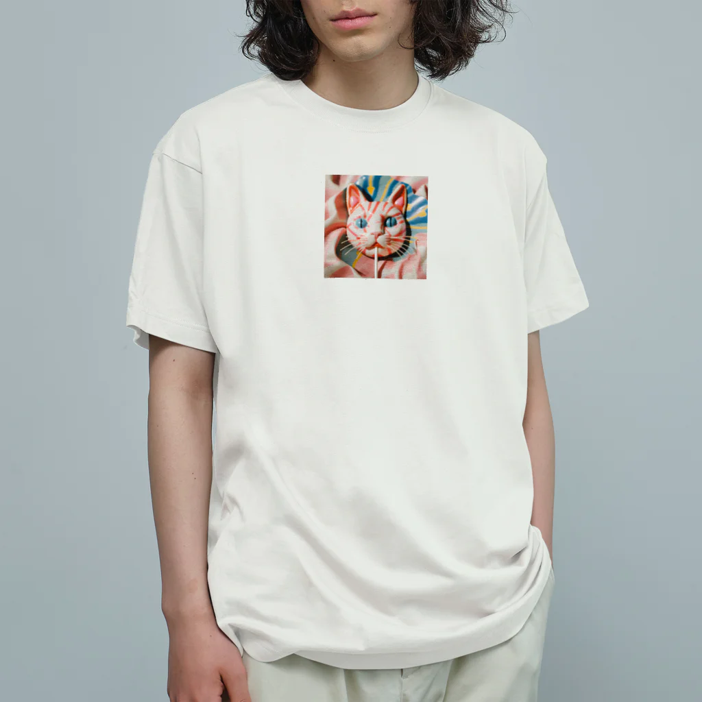 猫雑貨屋　ねこまろの猫のカラフルロリポップ Organic Cotton T-Shirt