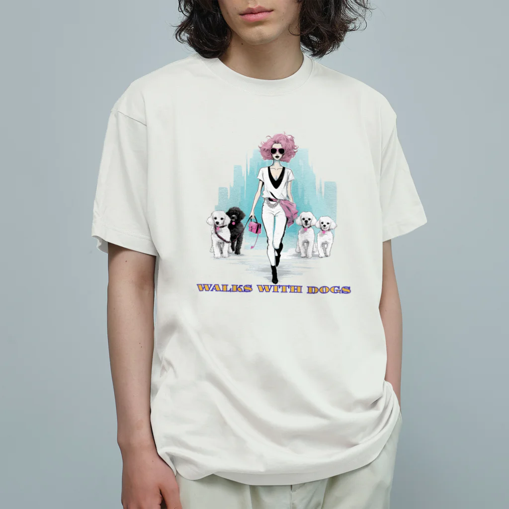 LCOMLのセレブな犬の散歩 オーガニックコットンTシャツ