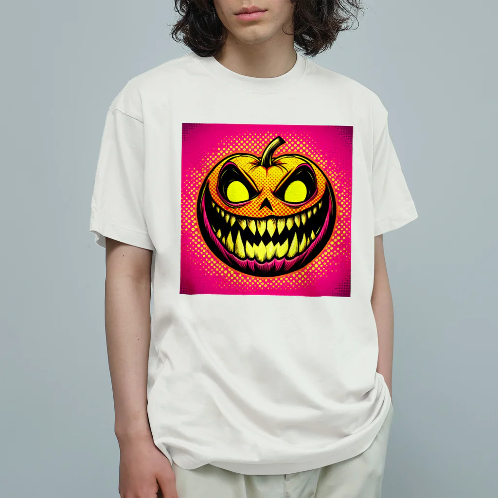 suncraft.Rのハッピーハロウィン！怖いかぼちゃのポップアート オーガニックコットンTシャツ