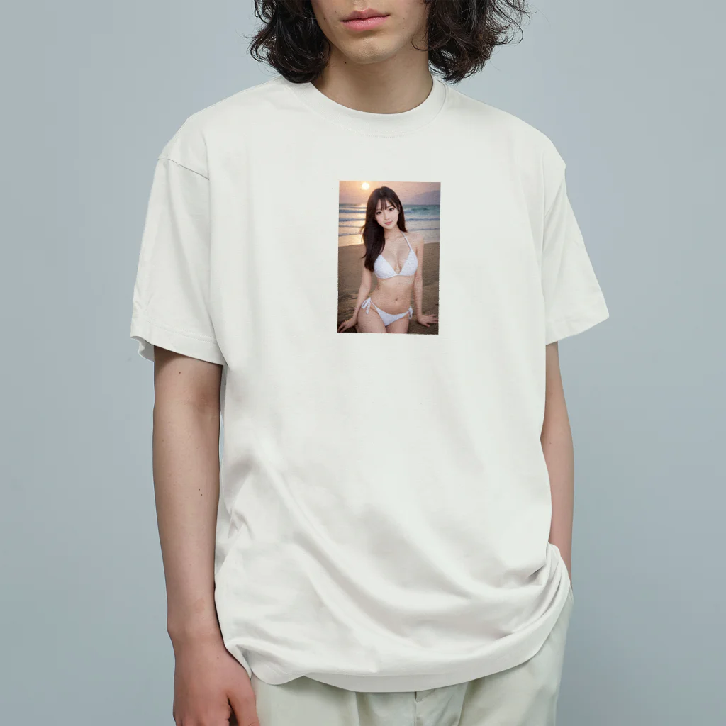 AI Lucy(ルーシー)の白い水着の彼女 オーガニックコットンTシャツ