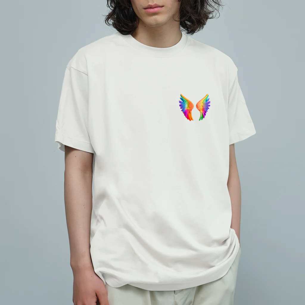 xaipxのレインボーエンジェルの羽 Organic Cotton T-Shirt