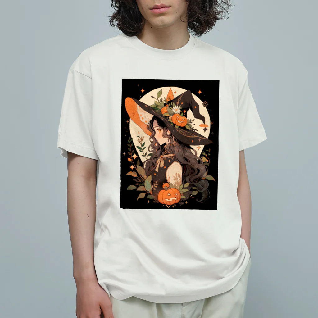 AIと愛とARTのSHOPのハロウィンの魔女 オーガニックコットンTシャツ