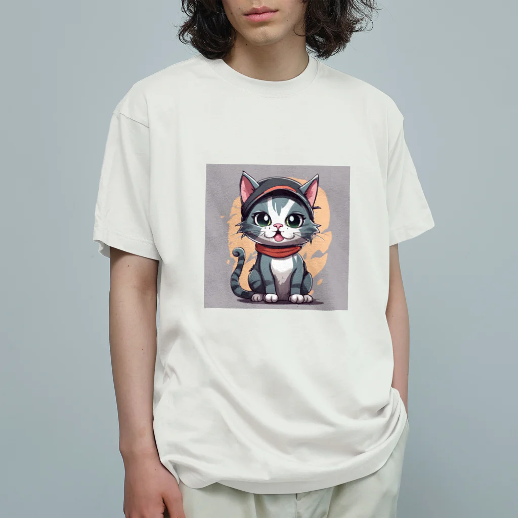 じゅんじゅんのキャップ猫 オーガニックコットンTシャツ