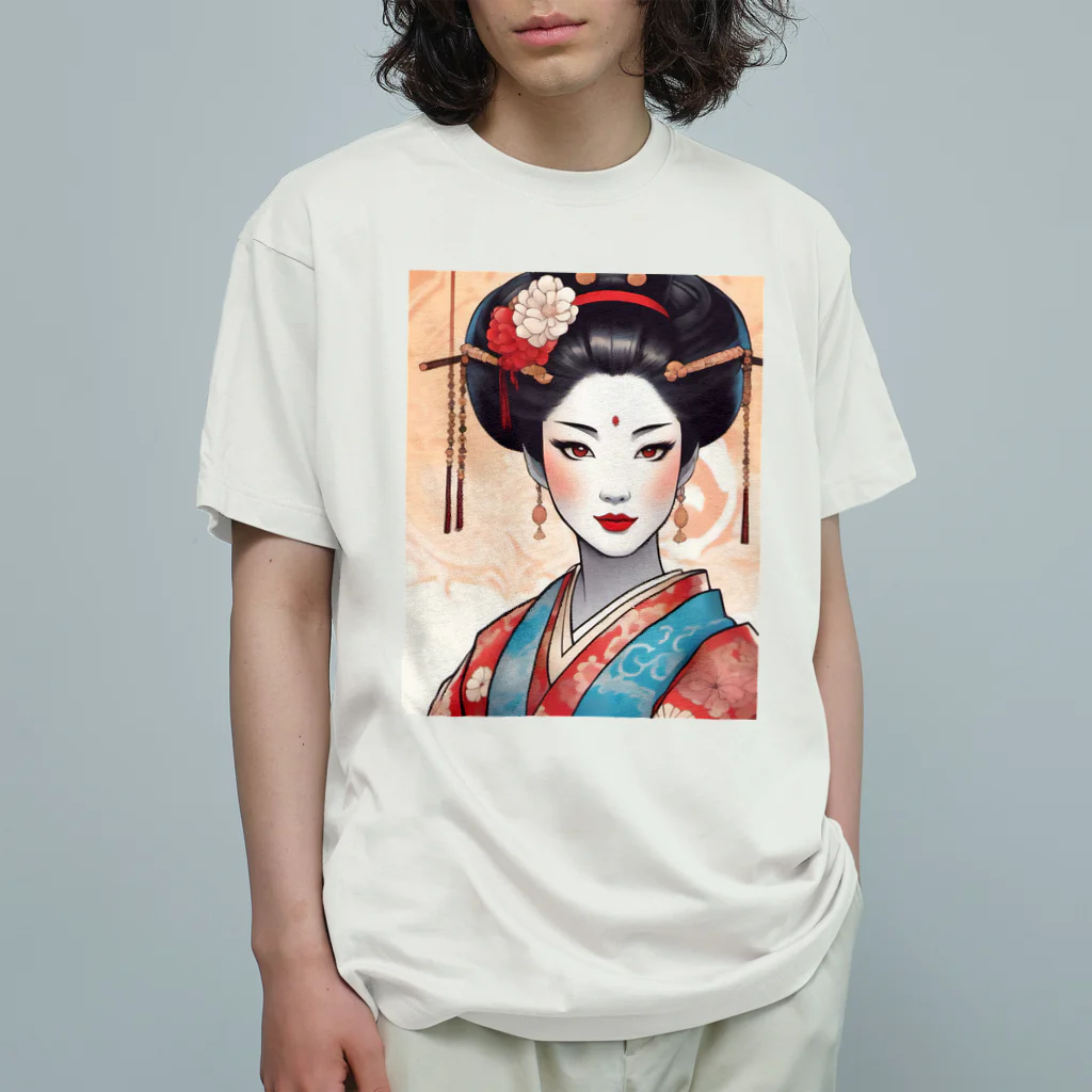 wawomotsuのJapanese Courtesan Bloom Tee ”Geisha” Organic Cotton T-Shirt