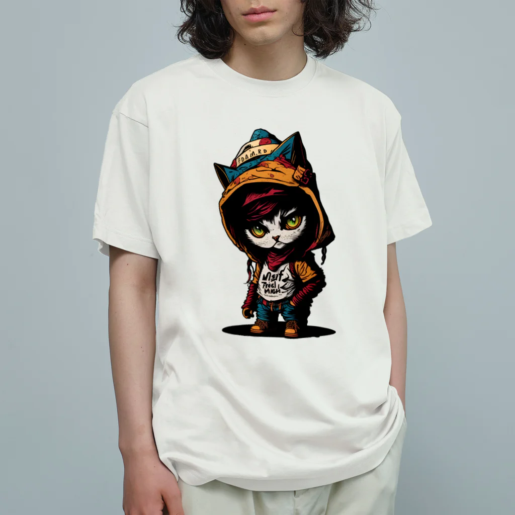 めんぼうさんやのちびネコ オーガニックコットンTシャツ