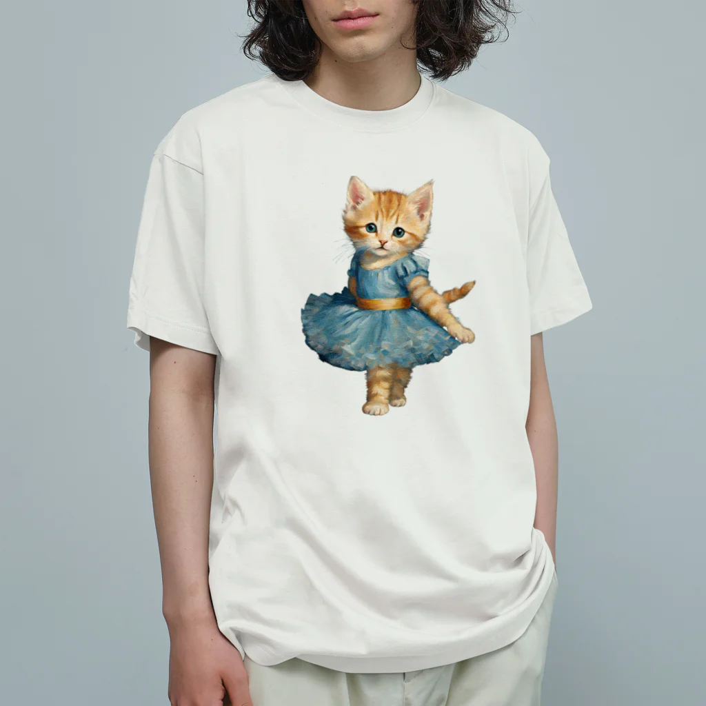 ハッピー・ディライト・ストアのバレリーナの子猫 オーガニックコットンTシャツ