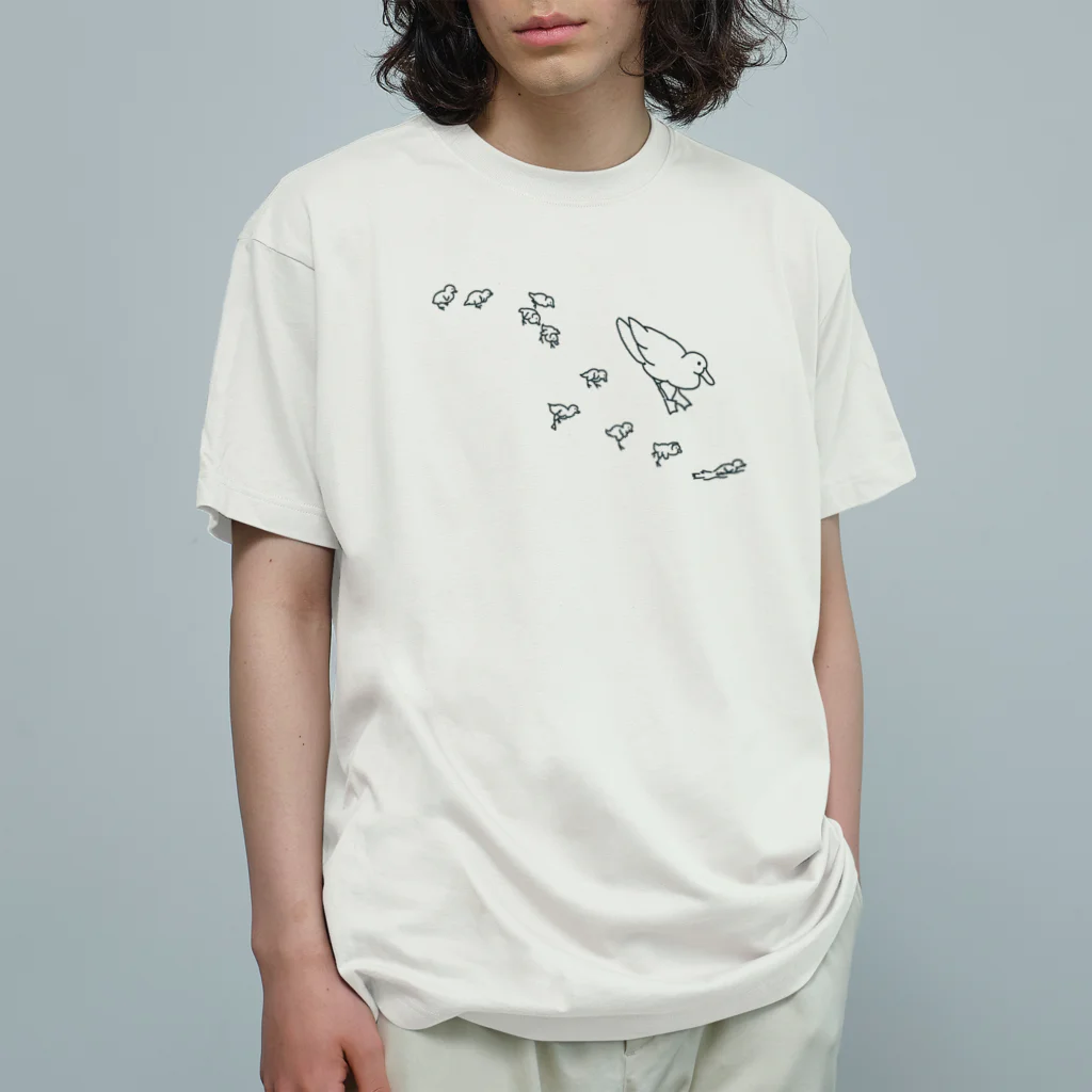 naturaloopのらくがきカモ03堰下り オーガニックコットンTシャツ