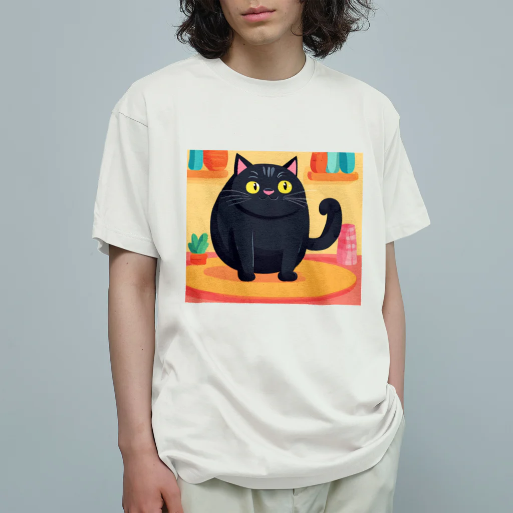 あにぽよのぽて黒猫 Organic Cotton T-Shirt