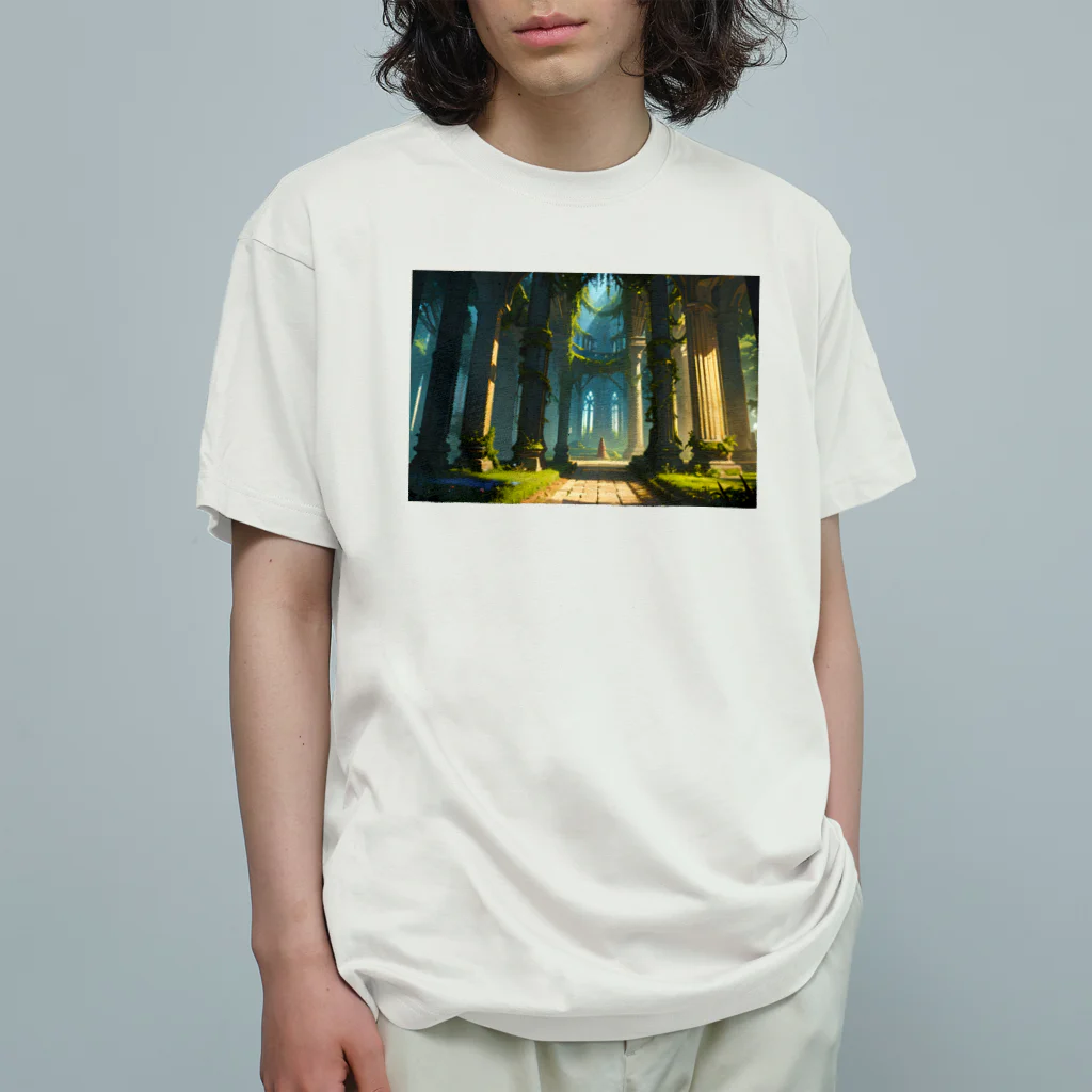 卯月なのかのGreen Green Journey　〜陽光に照らされた新緑の旅〜　No.3 「侵食された栄華」 Organic Cotton T-Shirt