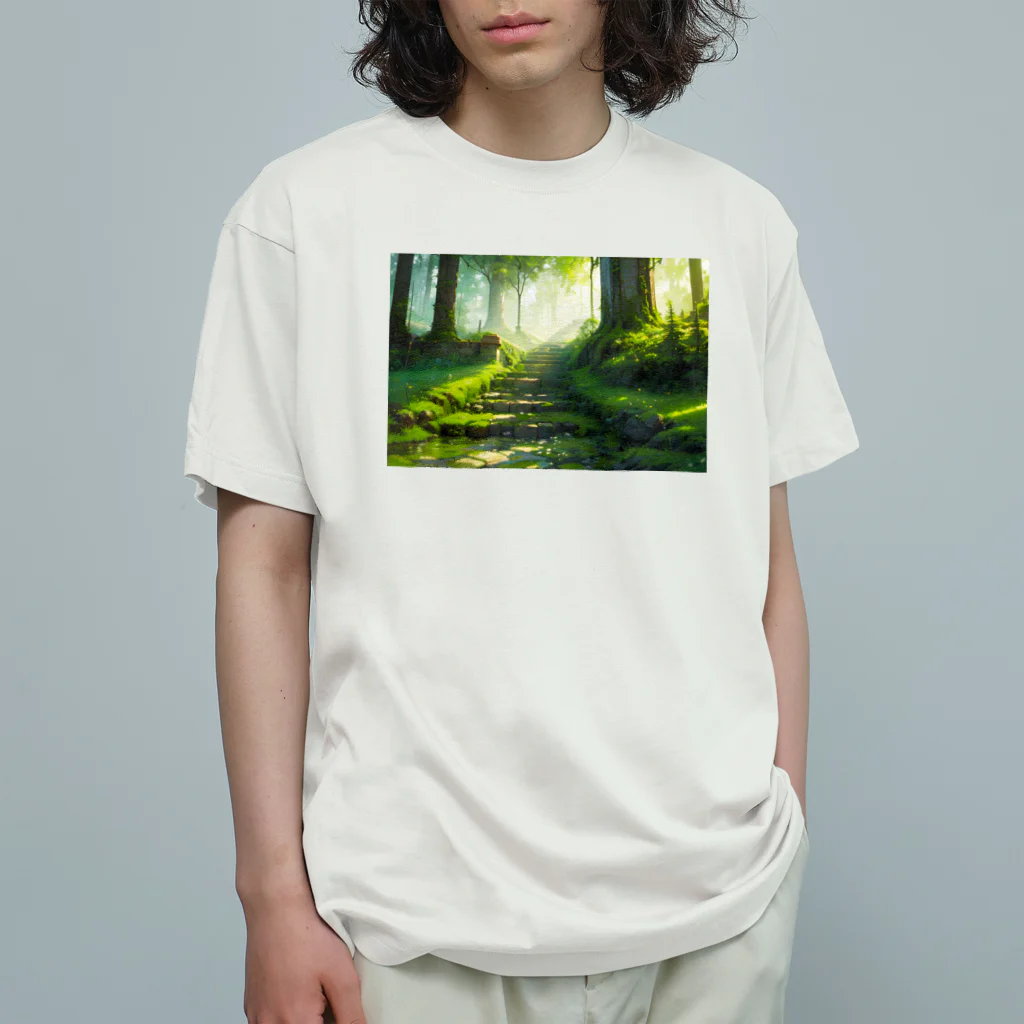 卯月なのかのGreen Green Journey　〜陽光に照らされた新緑の旅〜　No.2　「緑風の誘い」 Organic Cotton T-Shirt