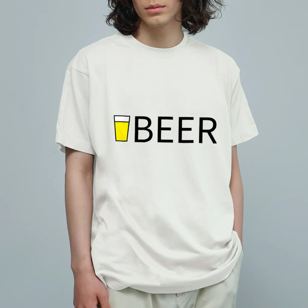 BEERのビール_ロゴ(透過) オーガニックコットンTシャツ