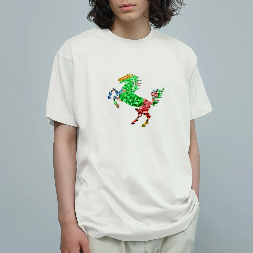 mumusの馬　water drop オーガニックコットンTシャツ