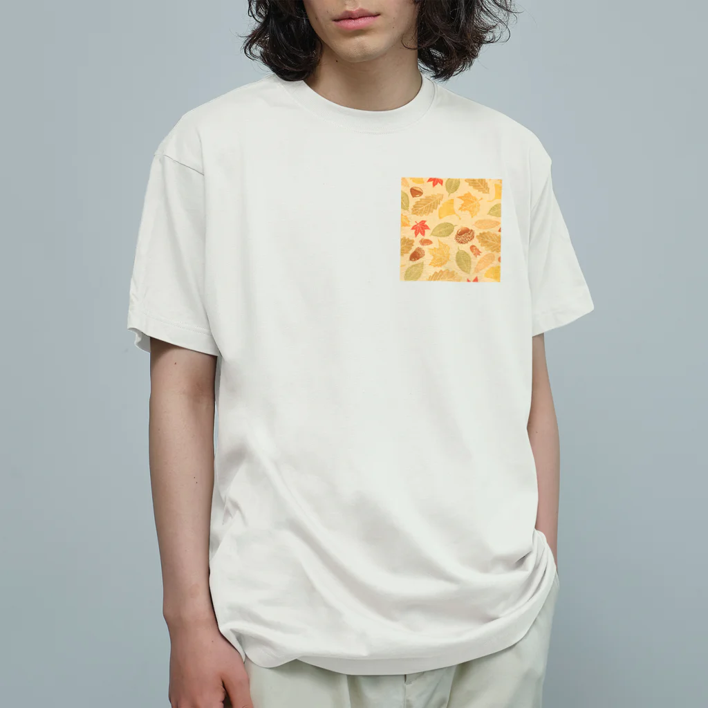 omochi_stampのおちばとどんぐり オーガニックコットンTシャツ