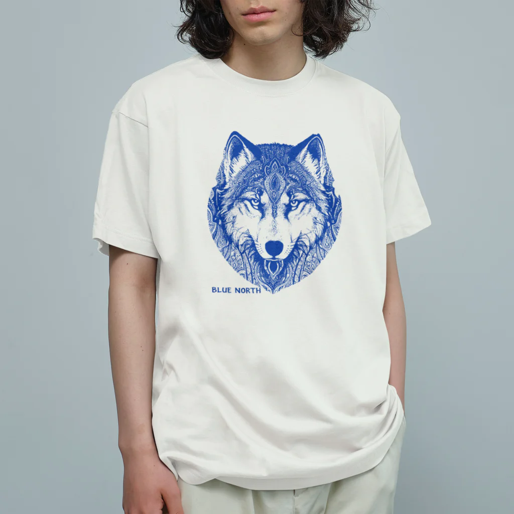 aokitaのリアルウルフデザイン［ブルー］ Organic Cotton T-Shirt