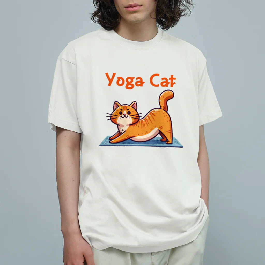 bravoadのヨガで猫のポーズ オーガニックコットンTシャツ