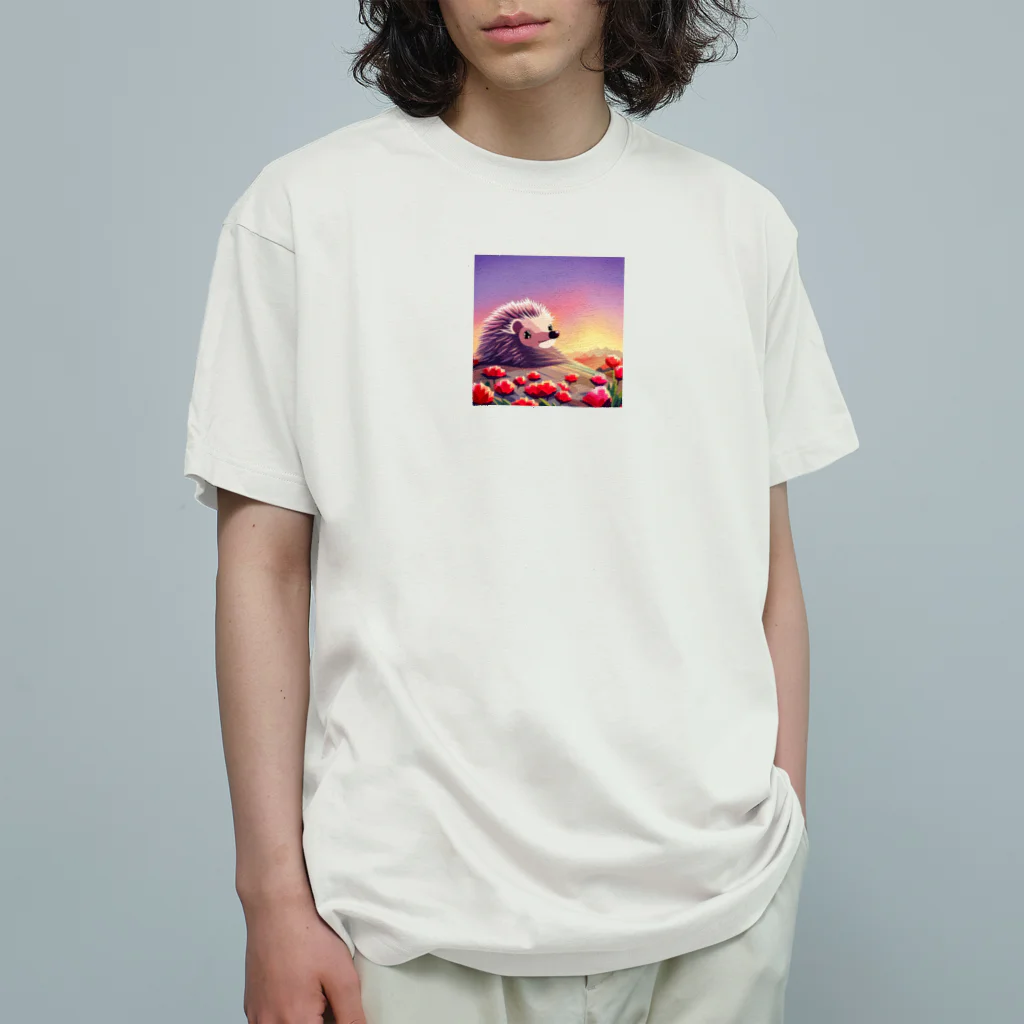 koba777のドット絵ハリネズミ オーガニックコットンTシャツ