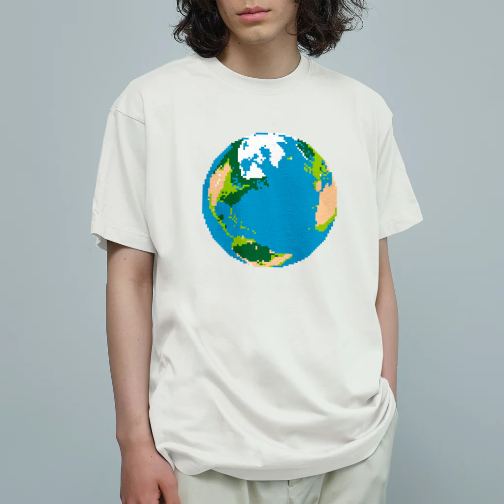コチ(ボストンテリア)の地球(ドット絵) Organic Cotton T-Shirt