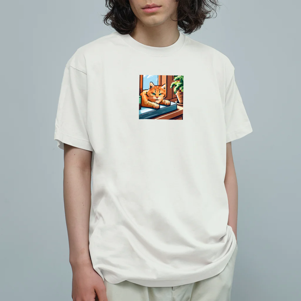 koba777のドット絵スナドリネコ オーガニックコットンTシャツ