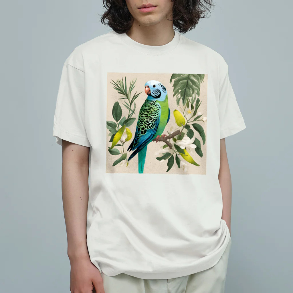 pinetreeのインコ２ オーガニックコットンTシャツ