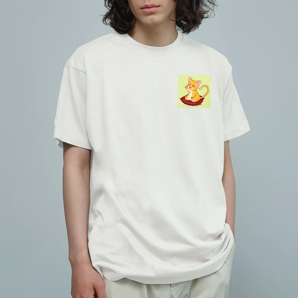 ネコの細道は紅葉色の和ねこ(和柄ver.) Organic Cotton T-Shirt
