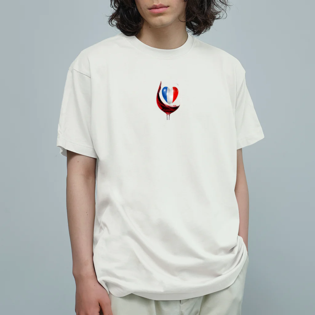 WINE 4 ALLの国旗とグラス：フランス（衣類） Organic Cotton T-Shirt
