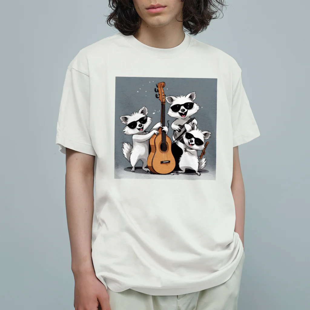 しろあらいぐまのラックスくんのラックスくんと音楽仲間 Organic Cotton T-Shirt