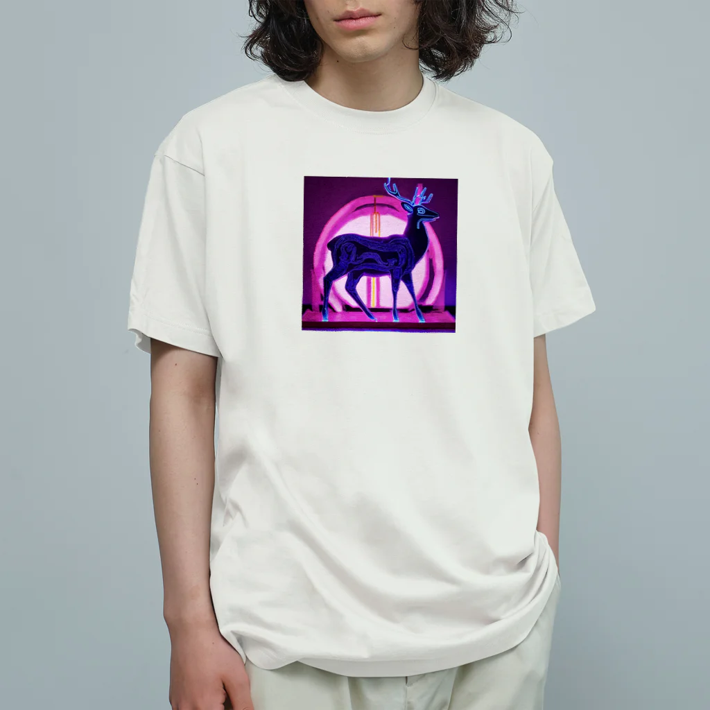 Xyzen shopの千年杉しか　ネオン オーガニックコットンTシャツ